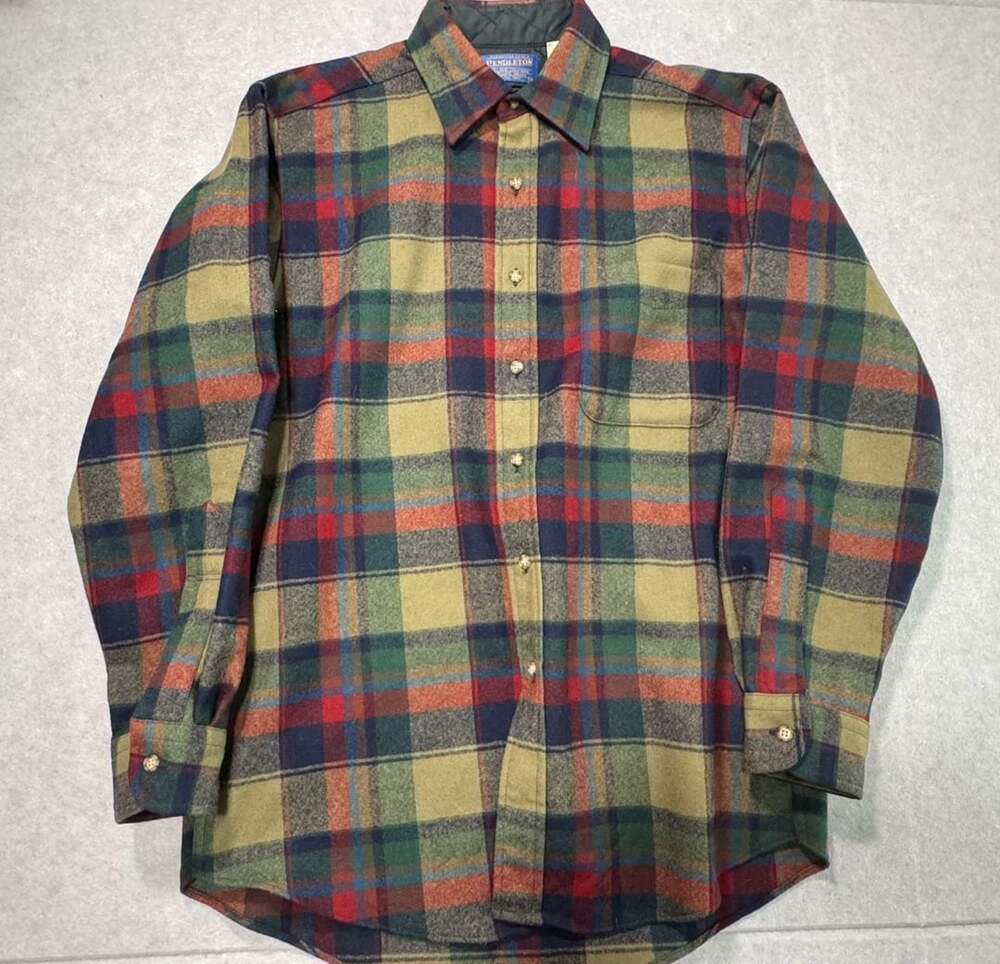 Pendleton Flannel Shirt Size M Multi Color Plaid Wool Button Up
